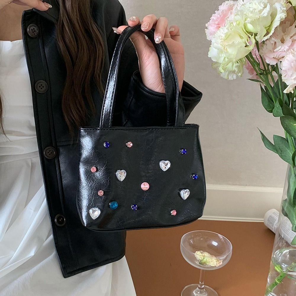 

Shoulder Bag Chain Crossbody Bag Small Square Bag Rhinestone Bag Simple Streetwear