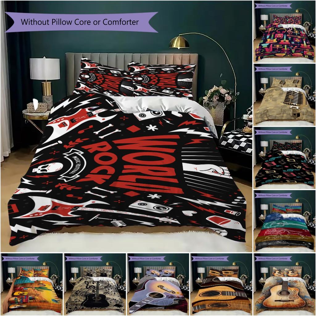 1PC Musical elements Bedding Quilt Set Quilt Cover Pillowcase Home Decoration Birthday Gift (1 * duvet cover + 2 * pillowcase, without core)A16