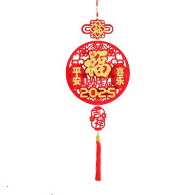 Red Chinese Lucky Character Pendants Flocking Handmade New Year Fu Character Pendants Traditional with Tassels