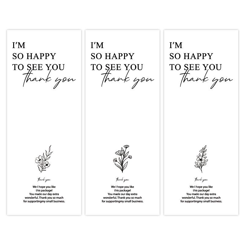 50 Blatt/Packung, Schlichte florale Dankesaufkleber, Rechteckig, Verschlussaufkleber, Geschenkverpackung, Dekorative Aufkleber, Verschlussaufkleber
