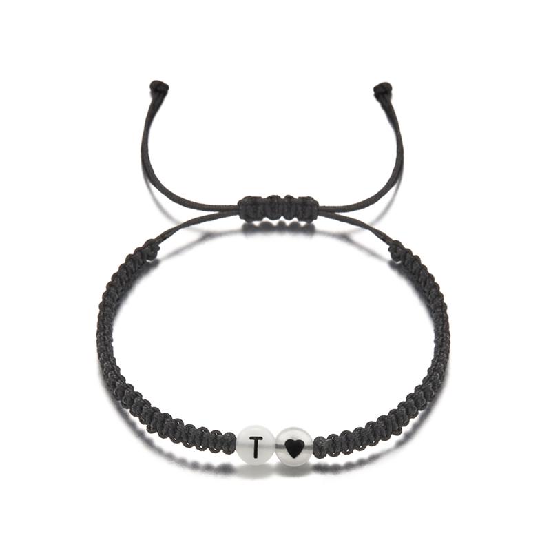 26 Letters Initial Heart Bracelets for Lovers A-Z Letter Luminous Personalized Name Braided Bangles Women Men Friendship Jewelry