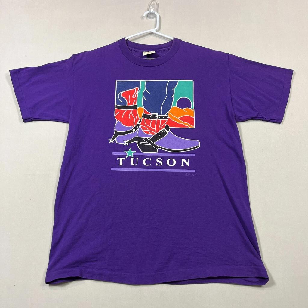 Vintage Tuscon Arizona USA Made 90s Single-Stitch Purple Cotton T Shirt Mens XL