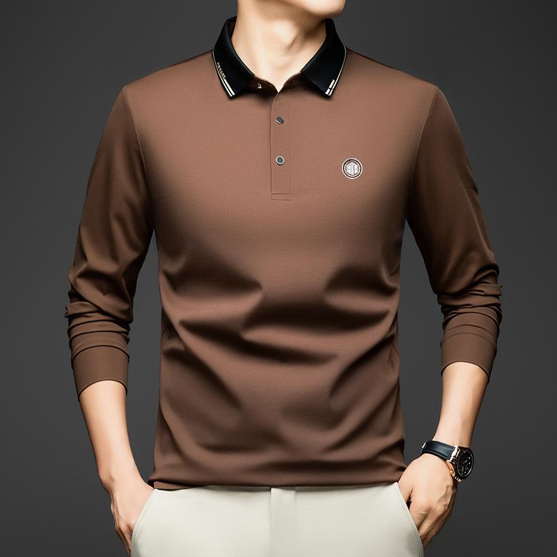 Business Men s Long Sleevepolo Loose Fitt Autumn Lapel Collar M