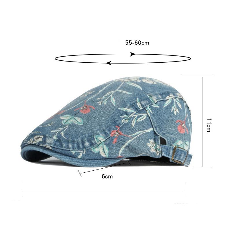 Embroidery Beret Newsboy Caps for Men Women's British Vintage Washed Denim Cap Casual Forward Cap Gatsby Painters Hats Boina