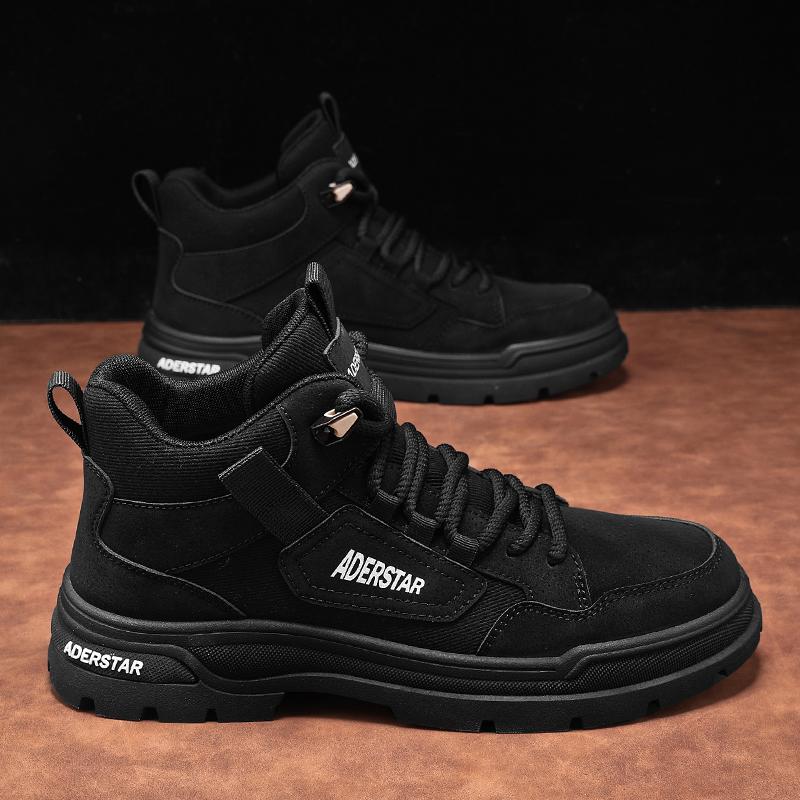 Autumn 2025 New Fashionable Workwear Boots Outdoor Trend Hiking Shoes Men's Thick Soled Gray Casual Shoes Men's  Flat Boots