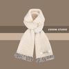 New Soft and Waxy Raw Edge Knitted Small Scarf for Women in Autumn and Winter Warm and Versatile Student Couple Woolen Scarf Trendy