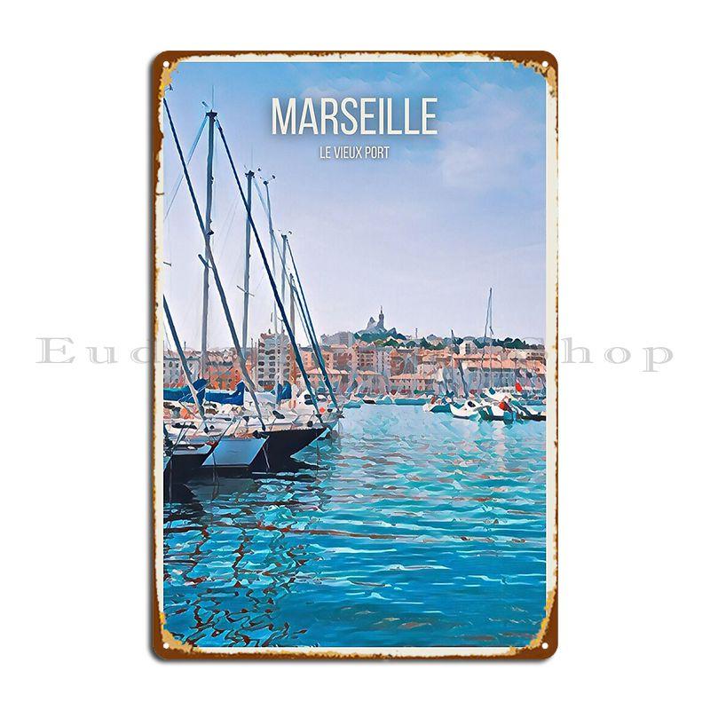 

Visit Marseille Metal Plaque Poster Garage Customize Mural Print Club Tin Sign Poster 20x30cm（7.8x11.8inch）
