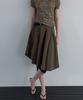 Unessin Asymmetric Cutting Midi Skirt_Khaki