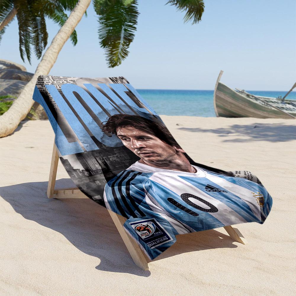 Football Messi Beach Towel Super Soft Microfiber Quickdry Fabric Comfortable Lightweight