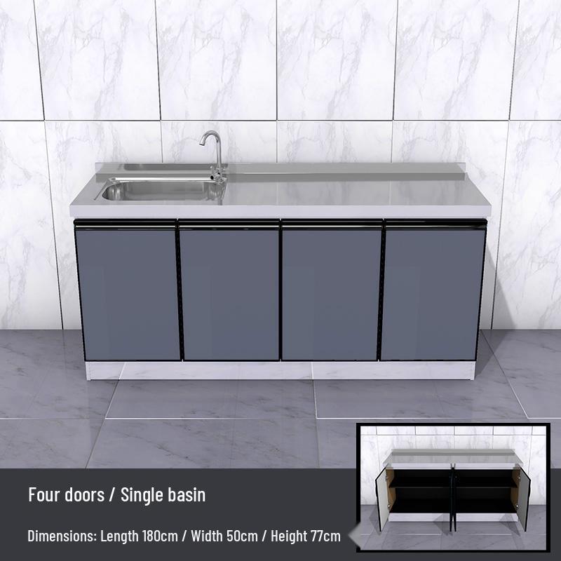 2-Meter Stainless Steel Waterproof Kitchen Cabinet with Sink for Household or Rental Use