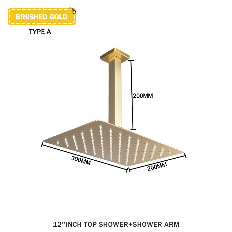 Stainless Steel Square Wall Mount Ceiling Mount Shower Arm And Spray Head Slim Booster Rain Shower Head Bathroom Accessories