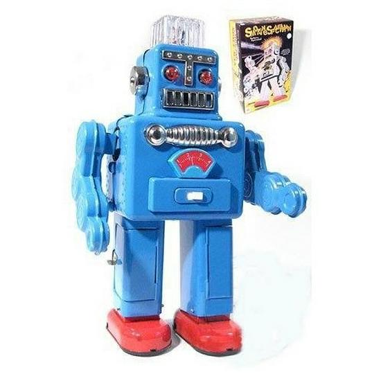 TR2011 Electric Smoke Spraying Robot Adult Collectible Creative Tin Plate Craft Gift небесно-голубой