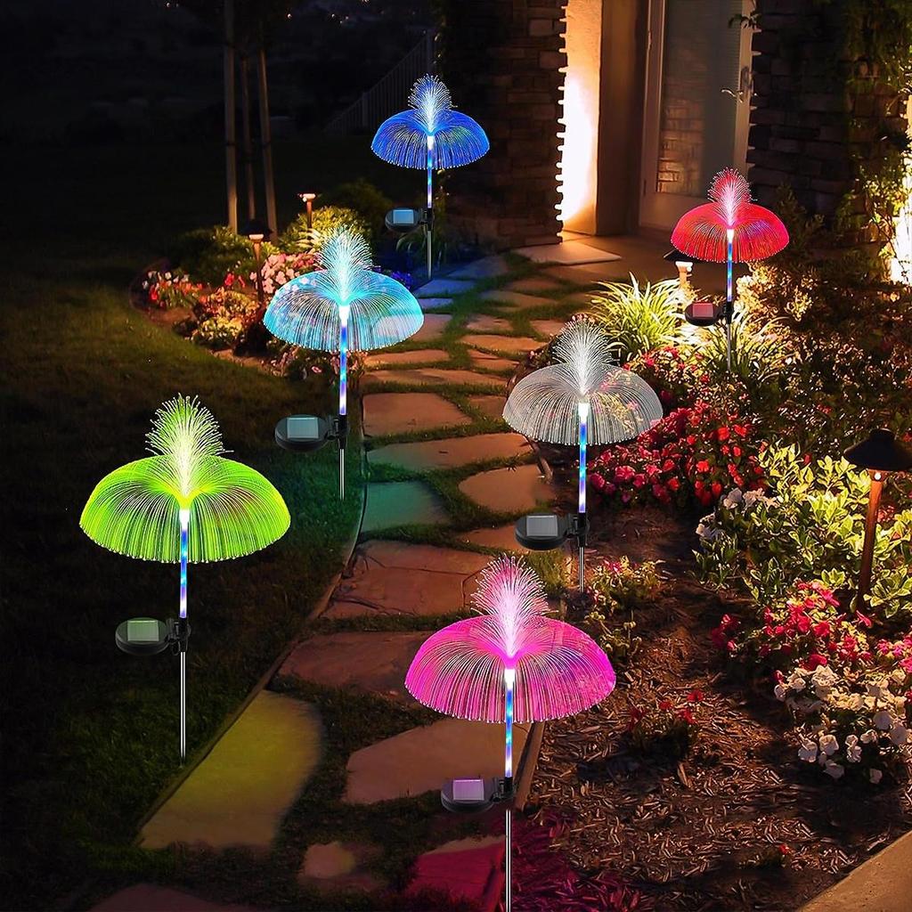 2pcs Jellyfish Shaped Solar Garden Lights 7 Color Variations