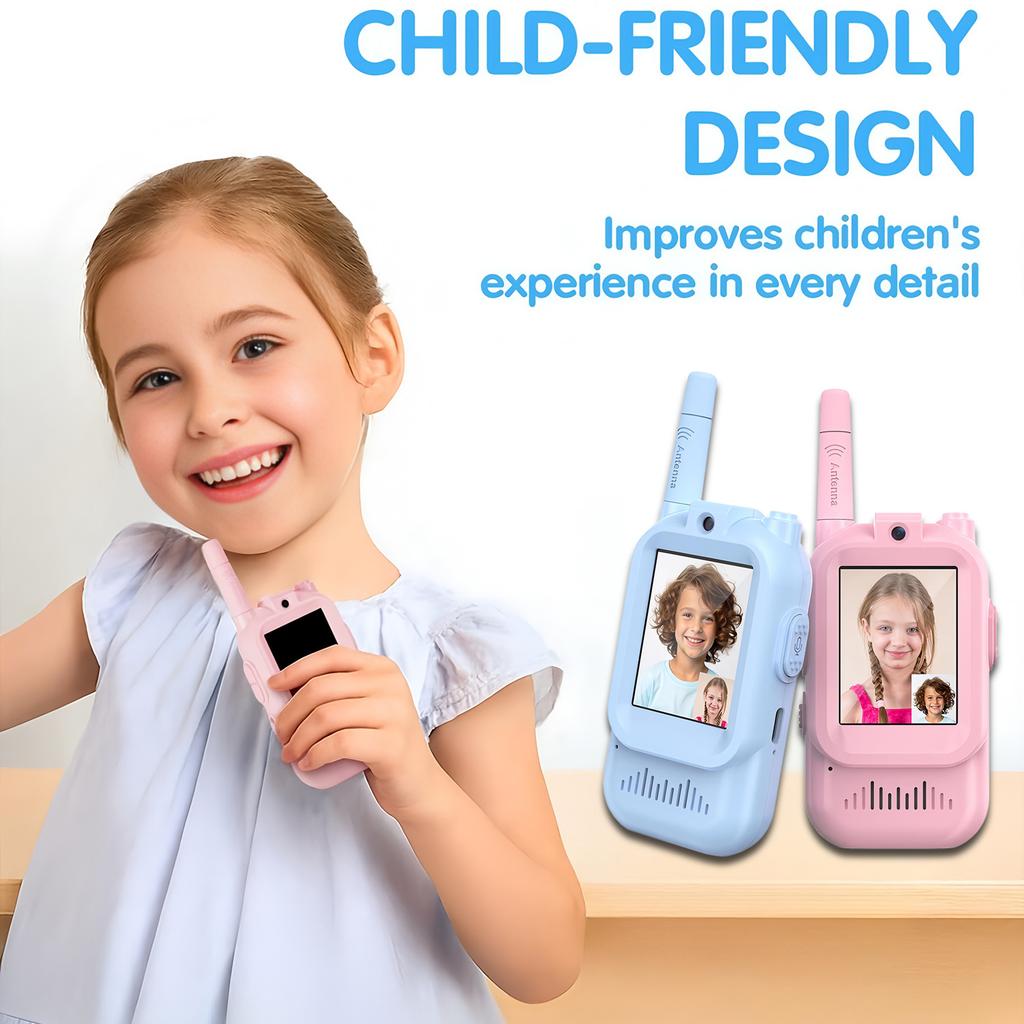 Children Video Walkie Talkies with HD Screen USB-C Rechargeable One-Click Intercom For Kids Gadgets Technology Gift