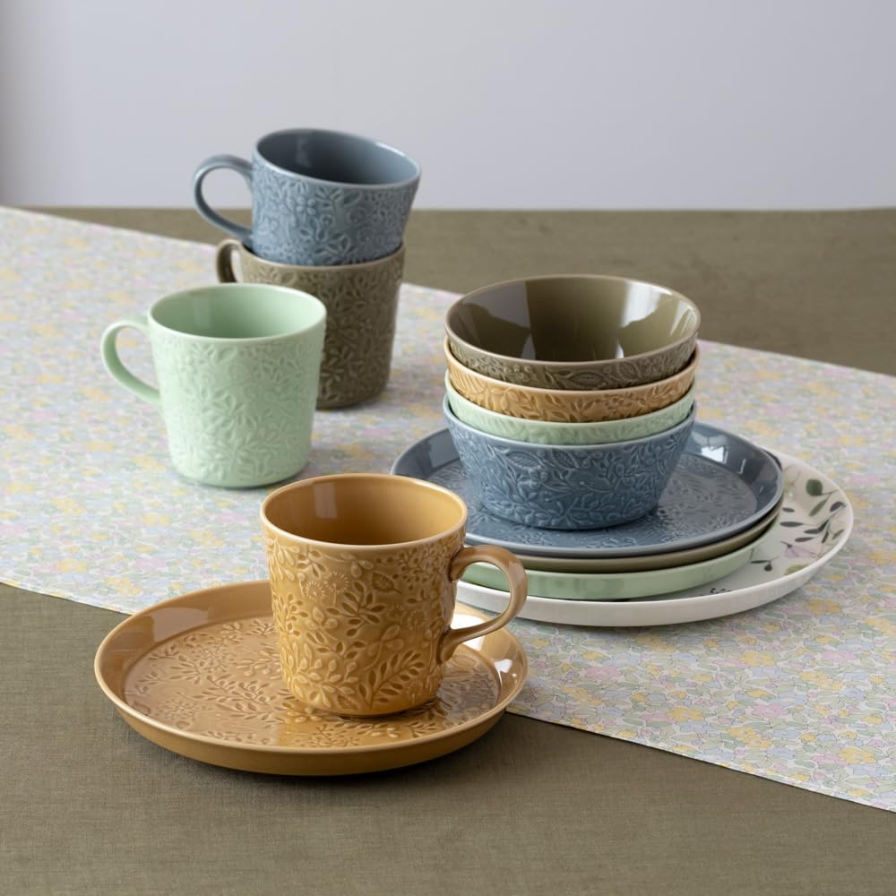 NARUMI Anna Emilia Mittsommerwiese Blumig Niedlich Relief und Spülmaschinenfest Hergestellt in Geschenkbecher, 350 ccm, Grün, Druck, Design, Groß, Mikrowellen-, Ofen-, Sicher,