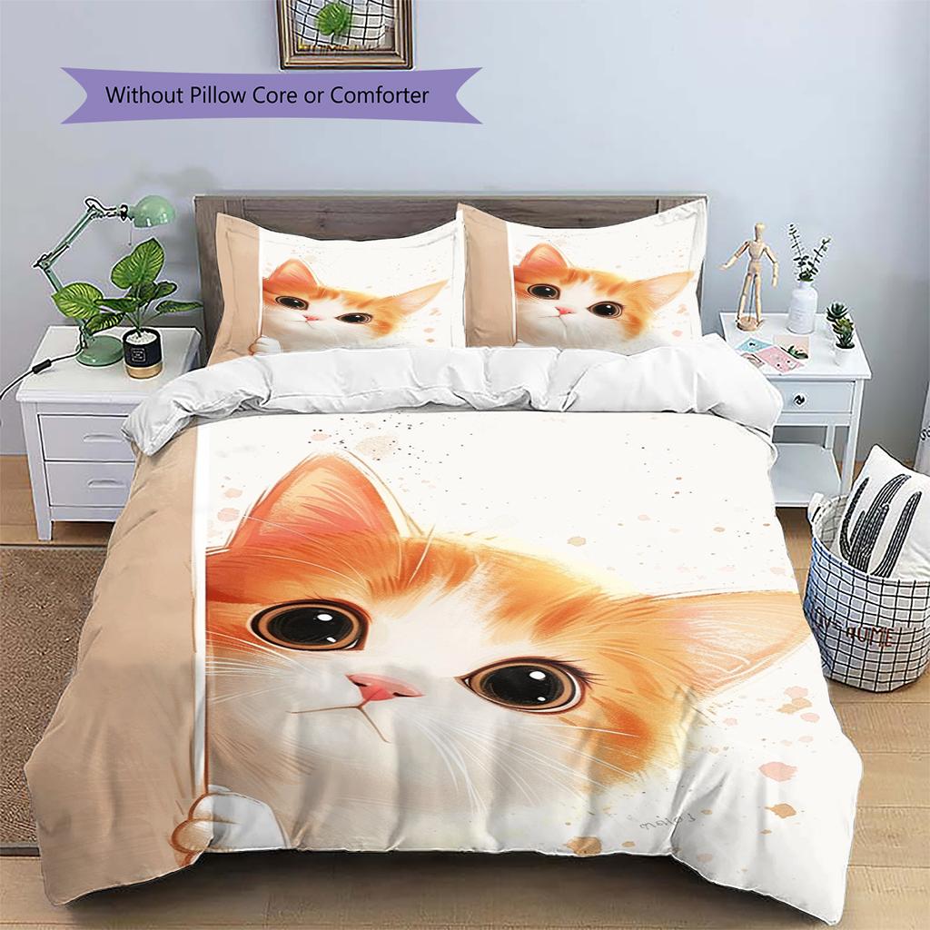 Conjunto de Colcha com Padrão de Desenho Animado Capa de Colcha Fronha Decoração de Casa Presente de Aniversário (1 capa de edredom + 2 fronhas, sem enchimento.)