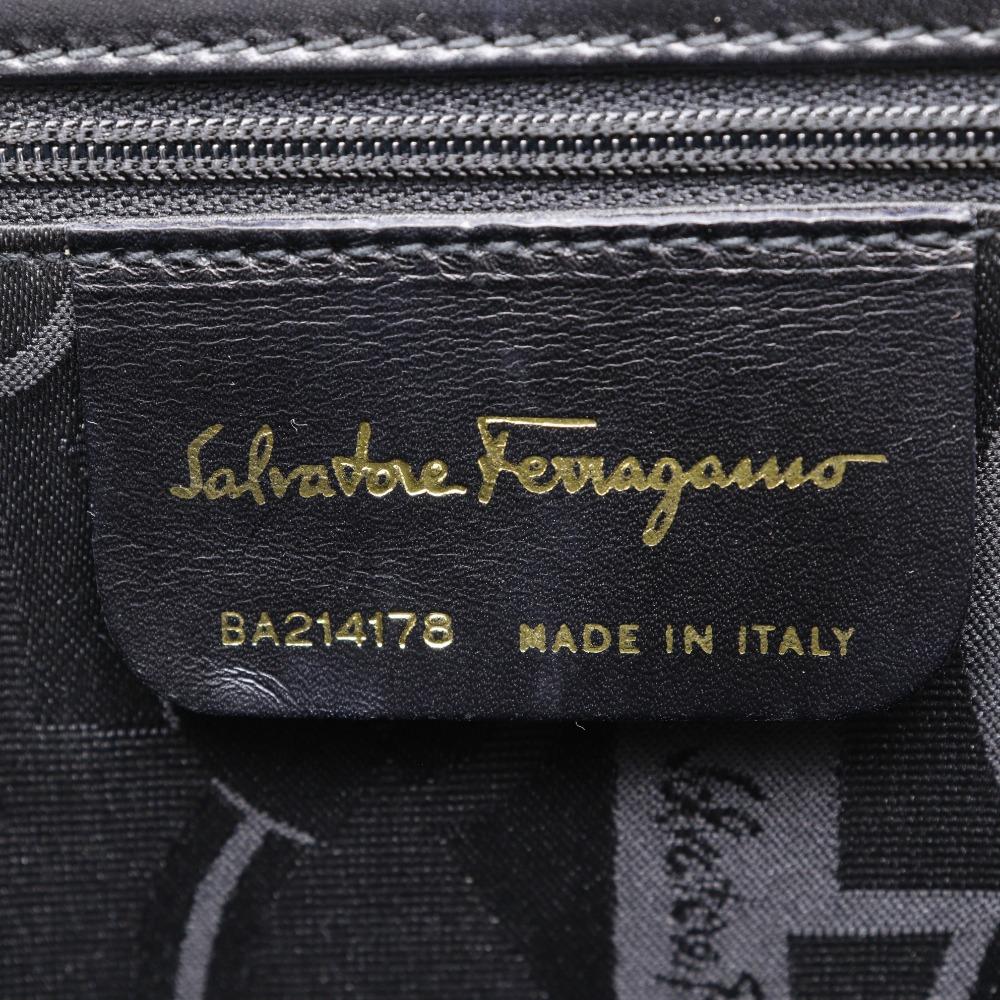 Salvatore Ferragamo Vara Ribbon Handbag 2WAYShoulder Black Leather Women Used