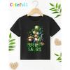 European sizes Children St. Patrick's Day TX60245 Boys' LUCKY SAURS Dinosaur and Coin Print Casual Round Neck T-Shirt