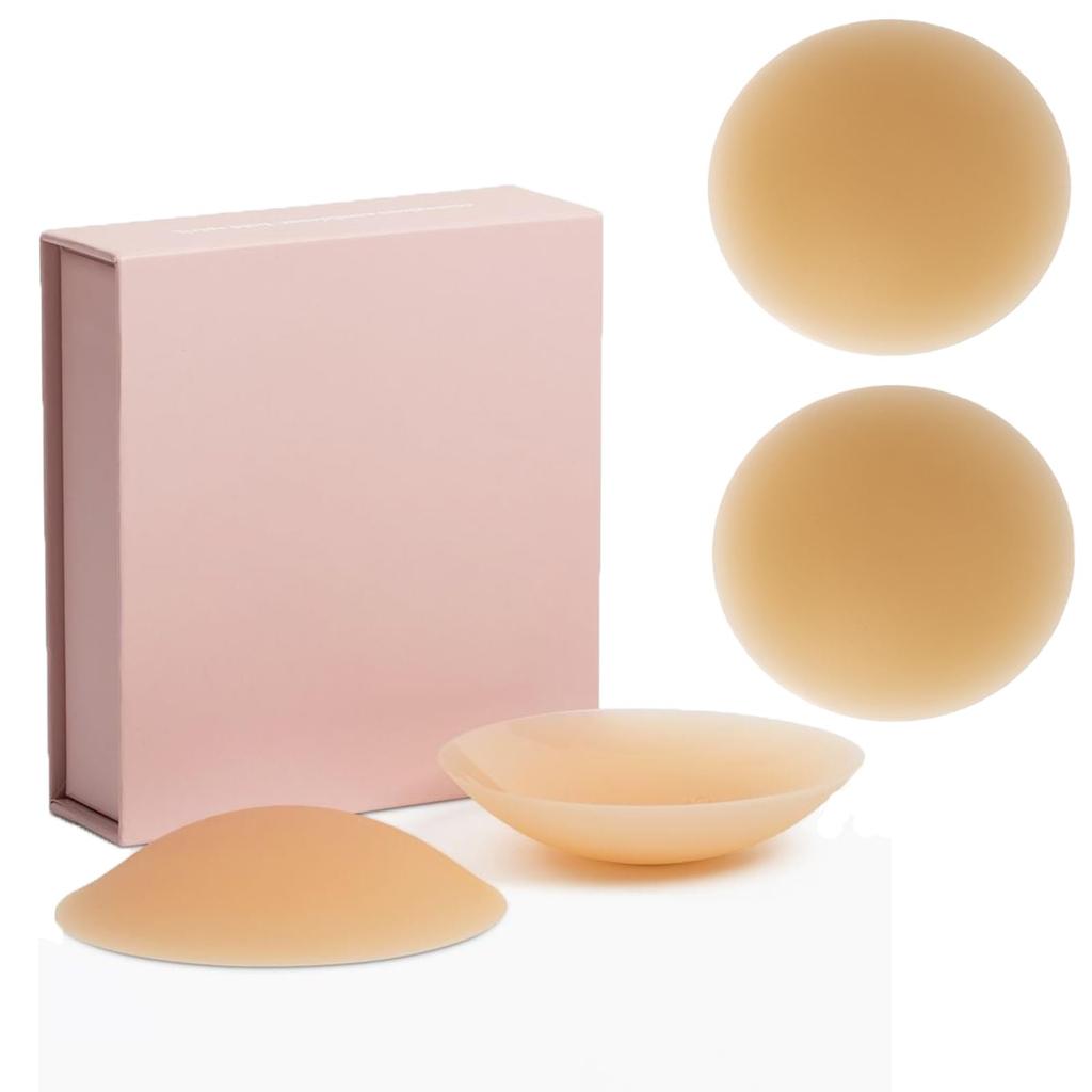 Wiederverwendbare Nippelabdeckungen Pasties Silikon Unsichtbare Brustaufkleber Groß Klebefutter Boob Tape Klebe-BH Für Frauen 2 Stück
