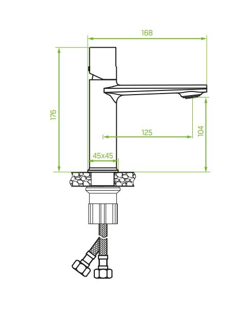 LAVEO Tores low-mounted washbasin tap with stopper, black