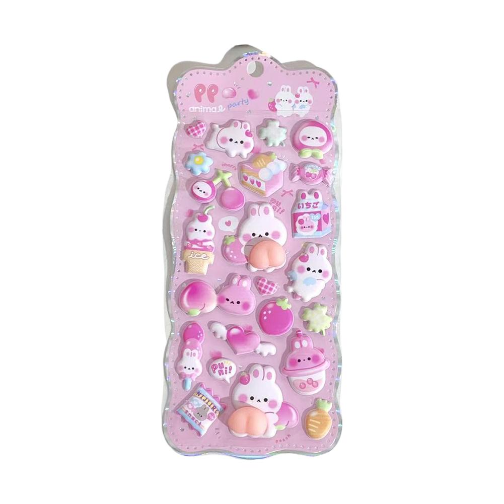 1-5Pcs 3D Cute Bunny Peach Sticker Kawaii Animals Stickers - Squishy Fidgeting Diy Decal For Phone Case Scrapbook,Fun Stress Ease