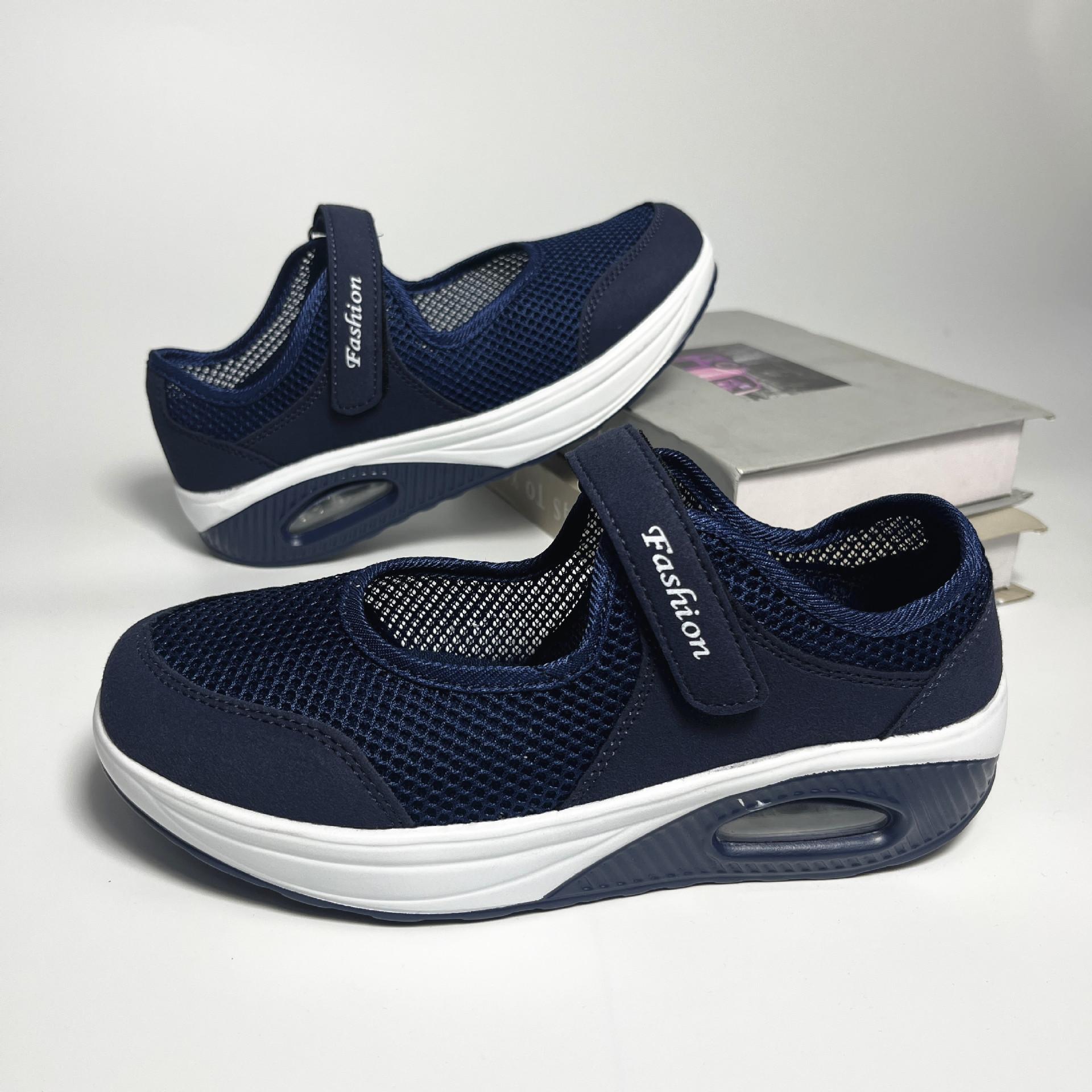 

Summer new hot-selling mesh rocking shoes large size light and comfortable women s shoes air cushion breathable shoes 43 темно-синього кольору
