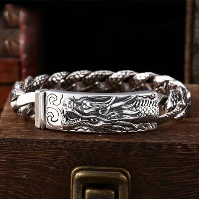 Drachenkopf Armband, Dominierendes Herrenarmband, Retro Drachenarmband Schmuck