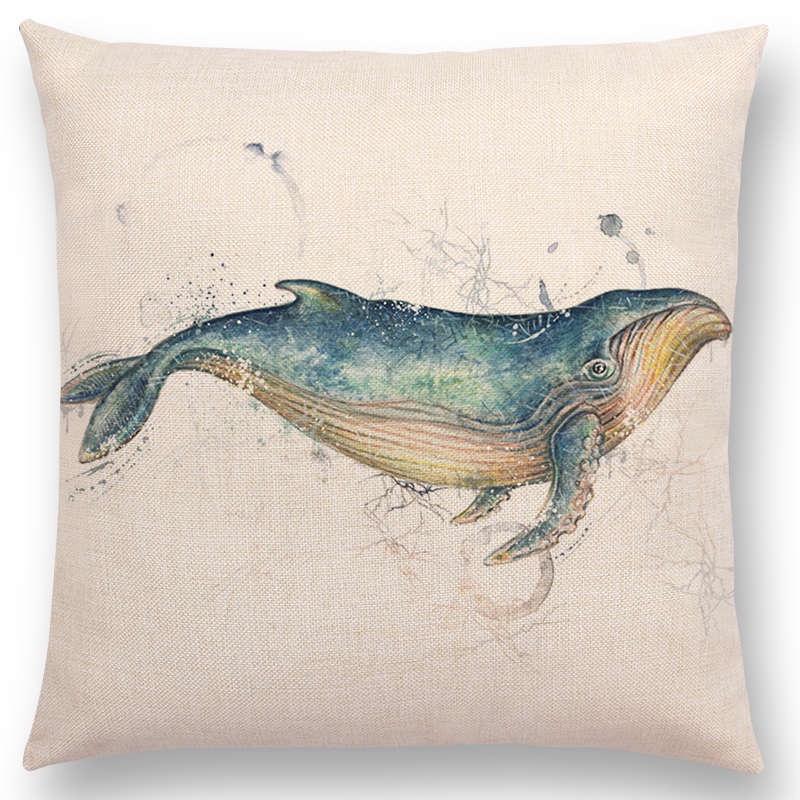 Charming Bird Blue Whale Hedgehog Moonlight Owl Bat Bee Octopus Cushion Cover Pillow Case