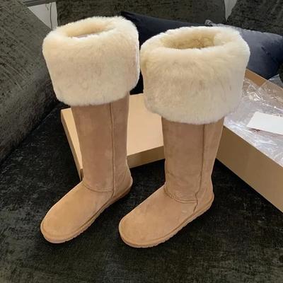 Fashion Platform Lamb Hair Snow Boots for Women  Autumn Winter New High Tube Fur Integrated Warm Plush Boots Cotten Shoes 2024