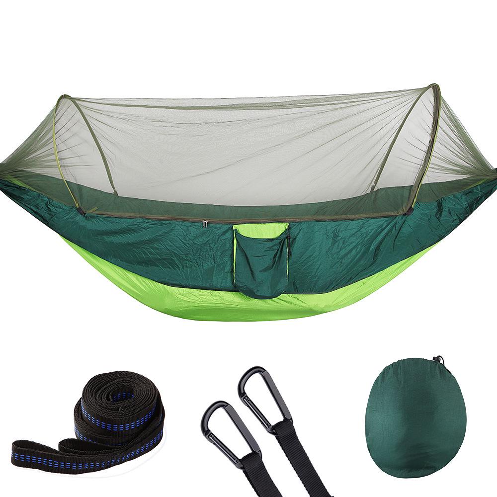 Quick-Open Mosquito-Proof Outdoor Hammock: Encrypted Mesh Parachute Nylon with Mosquito Net for Single/Double Camping