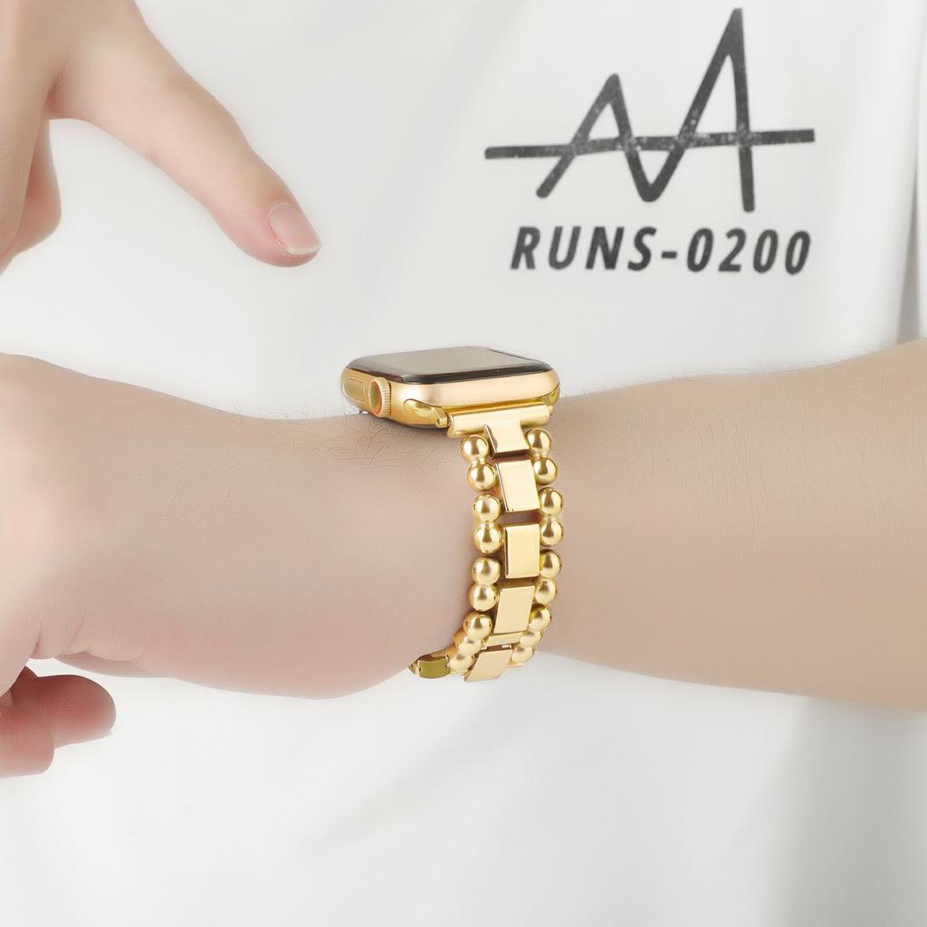 Watch Band for Apple Watch Ultra 3 2 1 49mm/Series 11 10 46mm/9 8 7 45mm/SE3 SE2 SE 6 5 4 44mm/3 2 1 42mm Side Beads Stainless Steel Wrist Strap