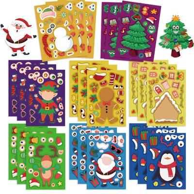 Spielzeugpuzzle Cartoon Weihnachten Schneemann Party Gesicht basteln Aufkleber Handwerk Wasserdichte Aufkleber