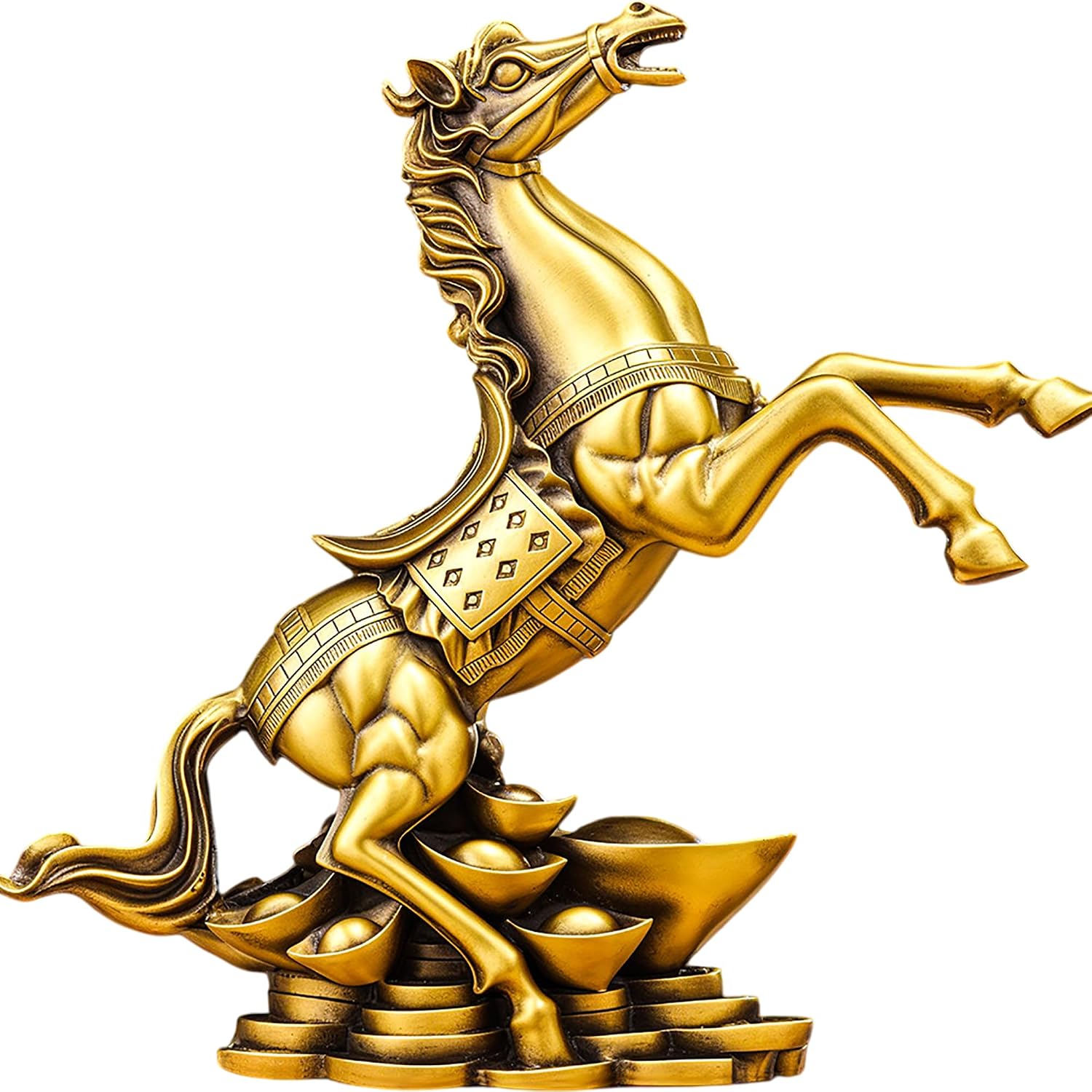 Brass Fortune Horse Feng Shui Statue – Symbol of Success, Prosperity & Career Advancement, Figurine for Home, Office Desk or Living Room, Gift for Fortune Horse