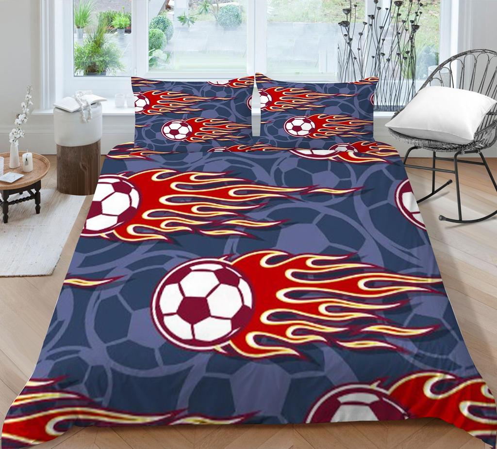 Bedding Set Bedspread Bed Cover Quilt Covers Football Printing Home Bedclothes Luxury Soft Pillowcase Breathable
