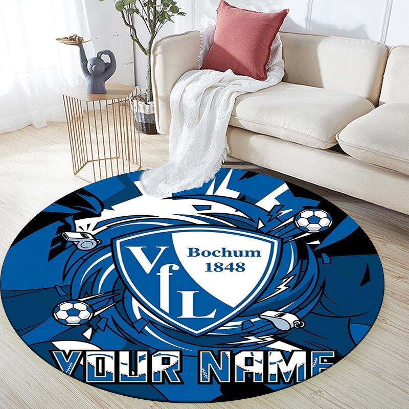 Custom Name VfL Bochum Round Area Rug,Carpet Rug for Living Room Bedroom Sofa Playroom Decor,Non-slip Floor Mat