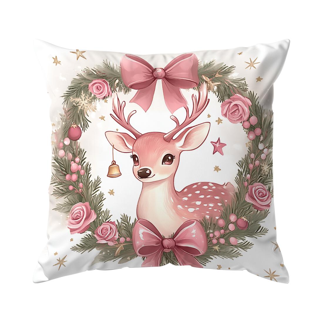 

Christmas flower elk Cushions Pillowcase Polyester Cushion Cover Throw Pillow Sofa Decoration Pillowcover Home Car Sofa Decor 450*450mm
