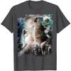 Space Wolves Graphic Tee Howling At Moon Print Cotton Casual Crew Neck T-Shirt for Men