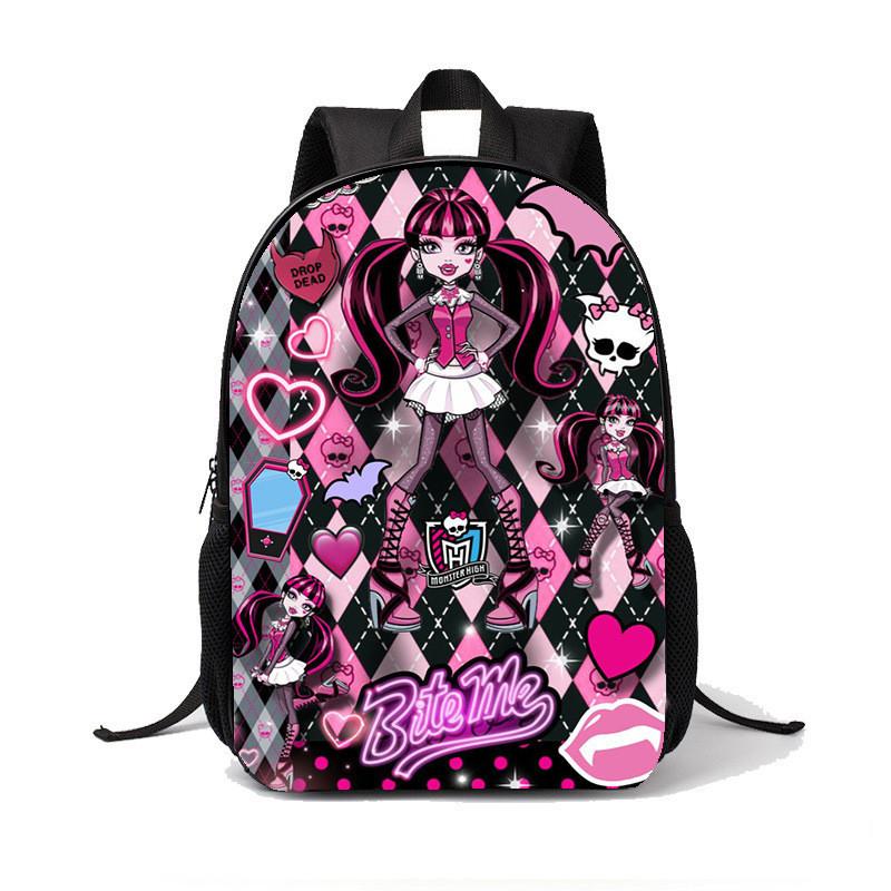 Plecak Szkolny Dla Dziewcząt Chłopców Z Lekkiego Materiału Nylonowego I Nadrukiem Monster High Do Użytku Szkolnego