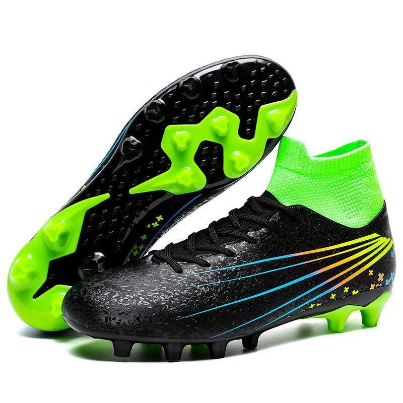 

Children s broken nails into students high-top football shoes men s new women s leather competition football shoes training artificial turf 35