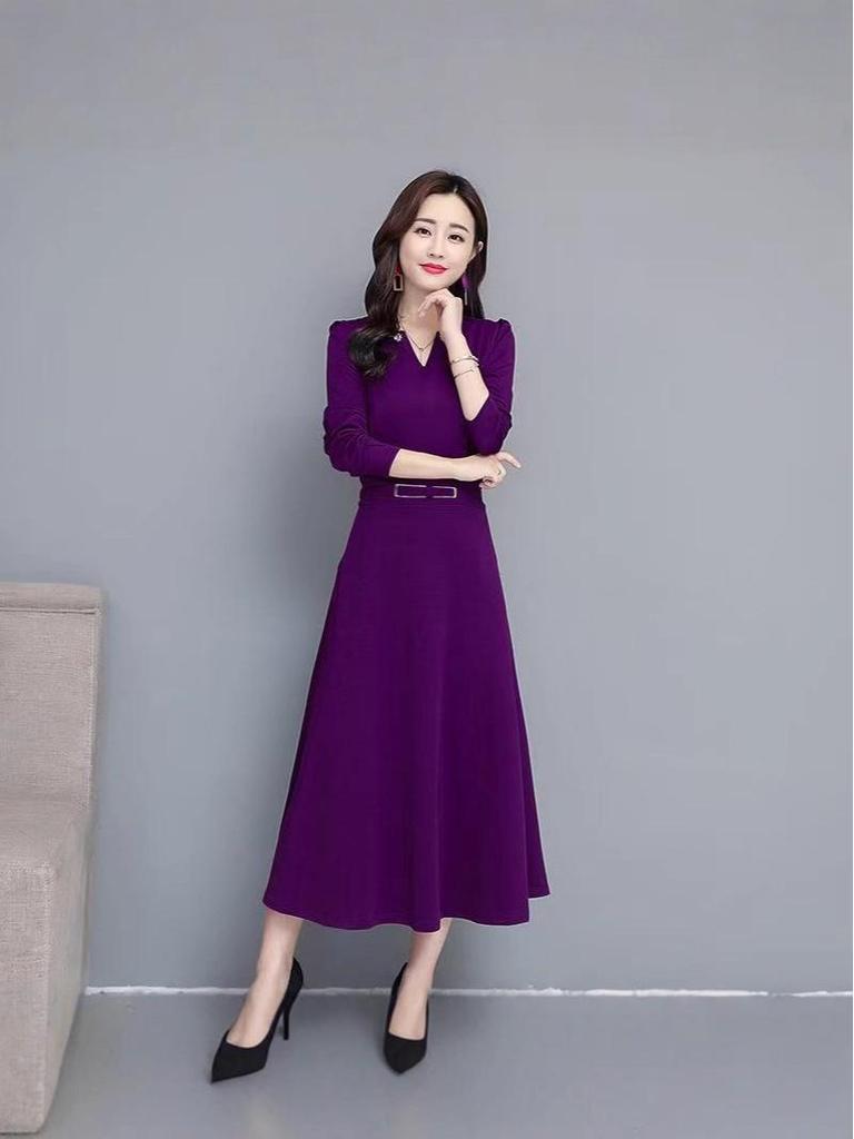 Elegant Women's Spring/Autumn Long Sleeve Wide-Leg Dress
