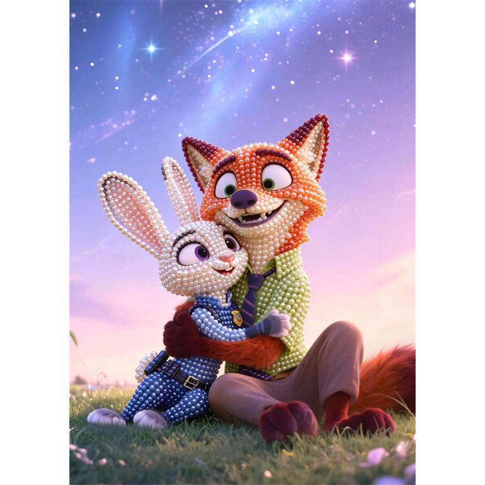 

Disney Pearl Painting DIY Nick and Judy’s Creative Pearl Style Illustrations Pearl Gemstone Painting Home Wall Decoration Crafts 30x40