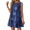 Women's Fashion Casual Sleeveless Round Neck Ruffle Vintage Printed Dresses