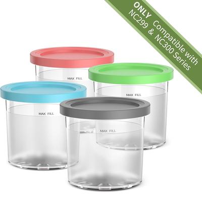 Containers Replacement for Ninja Creami Pints and Lids 16oz Creamy Ice Cream Cups Jars Canisters Compatible with NC299AMZ NC300