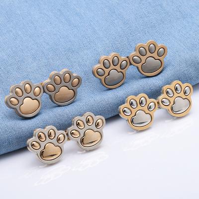 2Pcs Cat Paw Shaped Adjustable Jean Button Waist Buckle Snap Pants Buckle Extender Replacement Jeans Button Attacher Pins