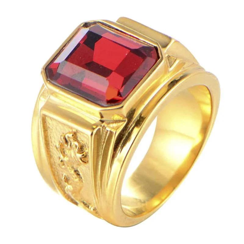 Biker Punk Style Rings for Men Width Signet Square Finger Fashion Brand Zircon Accessories Whole Sale