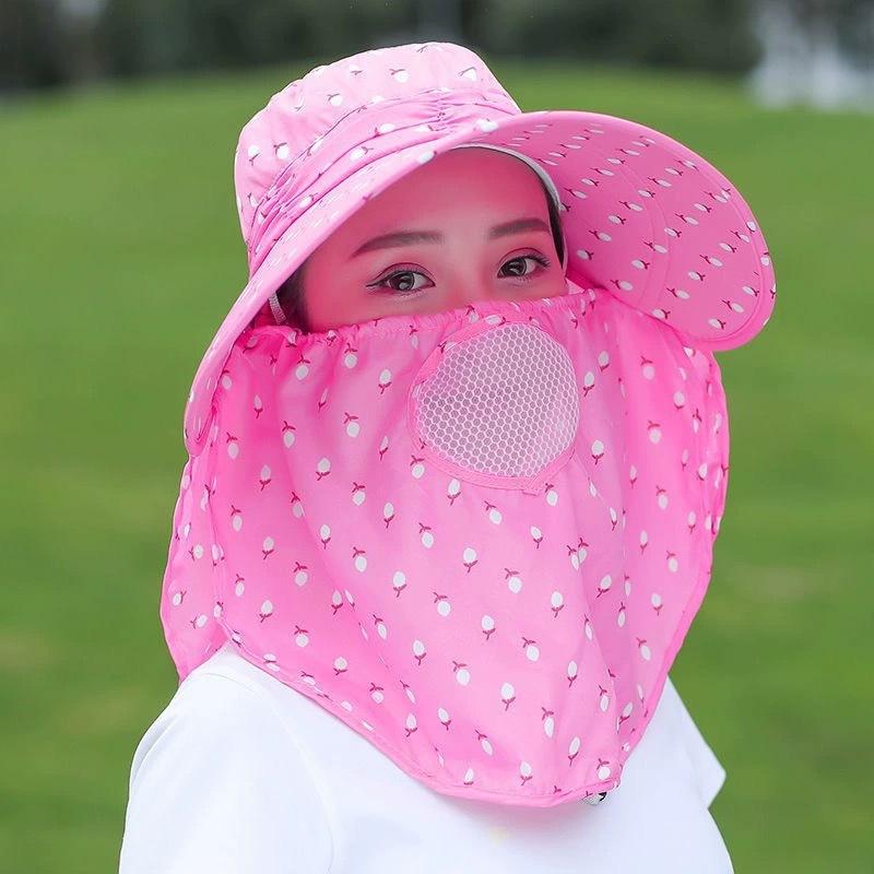 Cappello da Sole Estivo per la Raccolta del Tè Cappello Parasole Maschera Facciale da Donna Protezione UV Cappello da Sole da Uomo per Ciclismo Lavoro Modelli da Donna