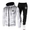 Mens Hooded Zip-Up Sweatshirt Set Casual Sportswear Long Sleeve Tracksuit Running Gym Outdoor