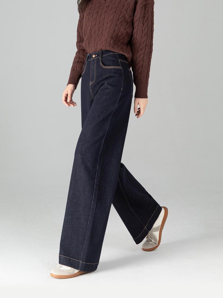 Wasser-gewaschene Retro Damen High-Elastic Weiße Denim Jeans - Schmale & Weitbein-Stile