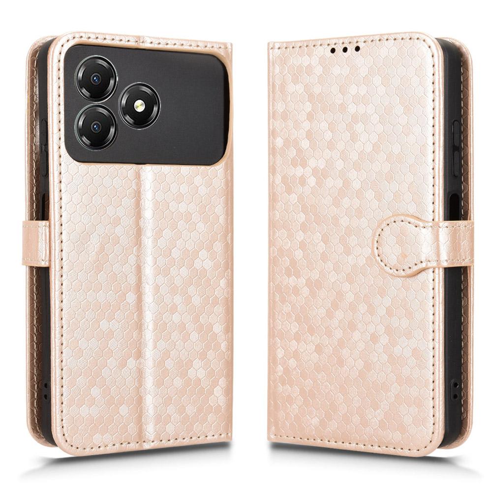 For ZTE Blade A36 Wallet Case Dot Pattern Imprint PU Leather Phone Cover with Wrist Strap