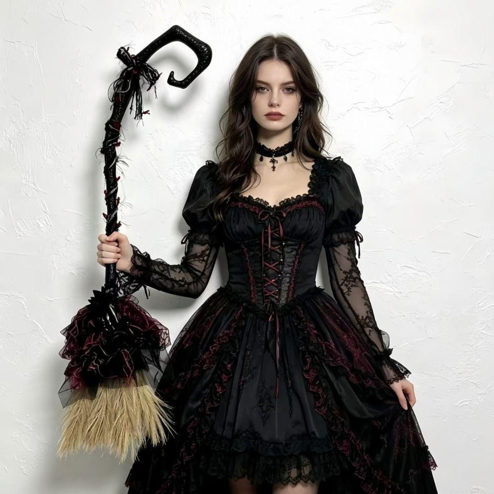 Black Tulle Cosplay Props Gothic Style Witch Hat Princess Magic Wand  Home Decor